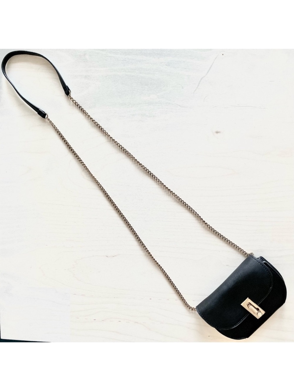 Love & Lore Black Crossbody Bag | Gold Chain Minimalist Purse